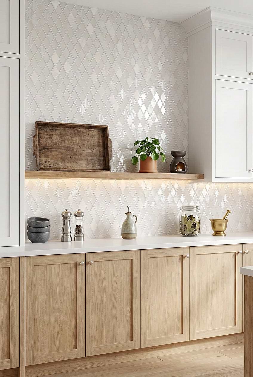 Shell Glass Marble Backsplash with Laminate Countertops BA62046