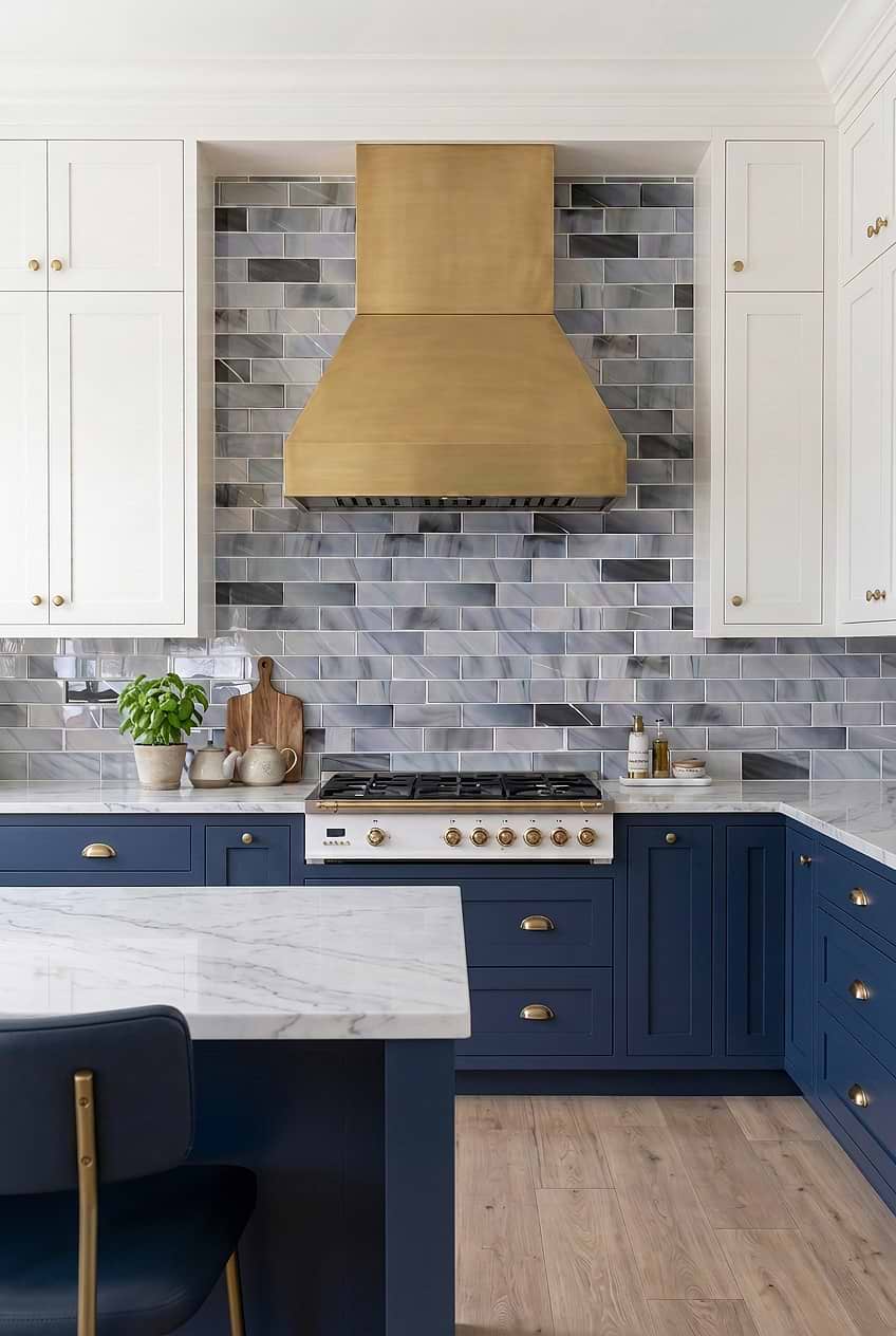 Sparkle Blue Gray Glass Tile for Navy Kitchen BA8010