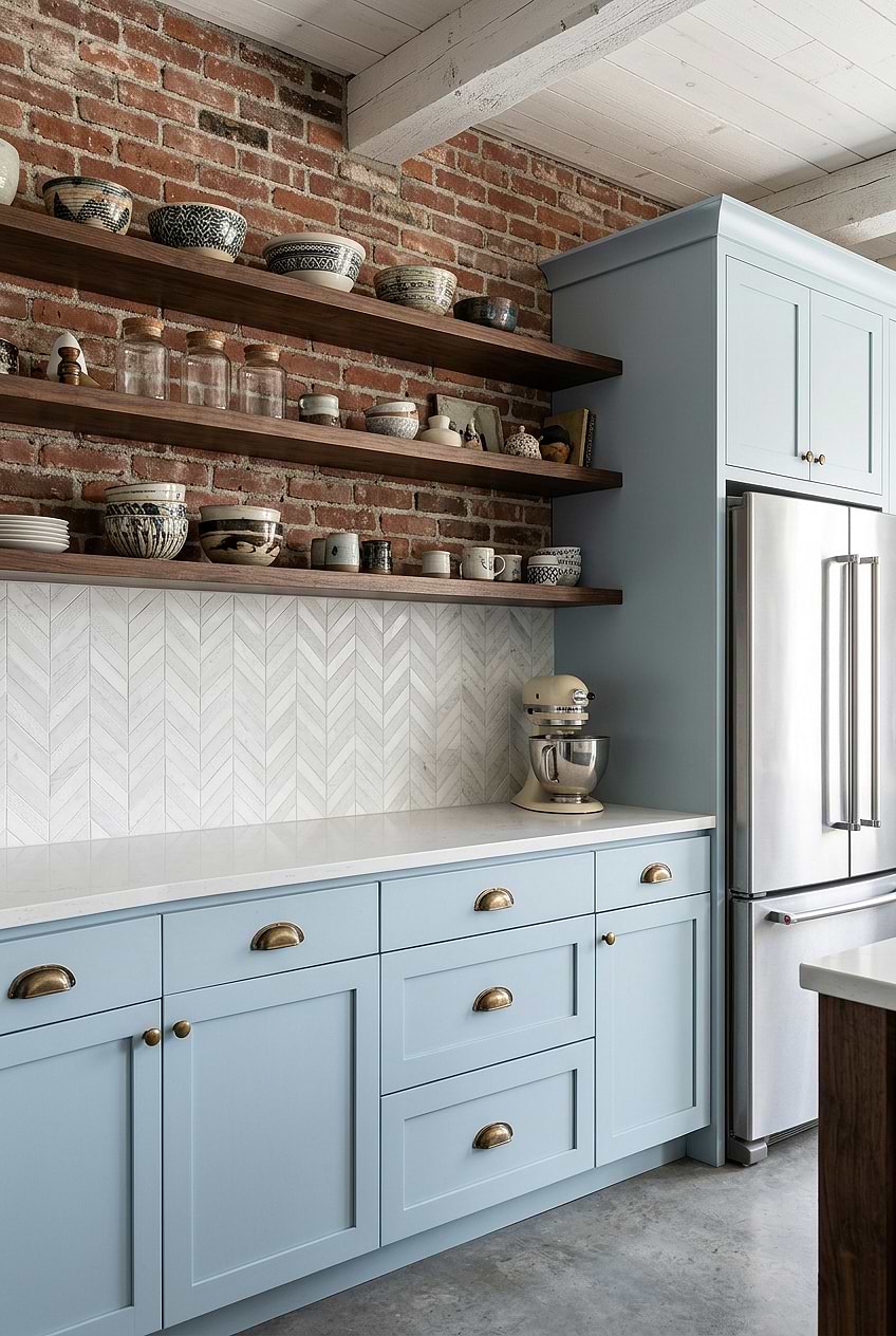 Textured White Marble Chevron Kitchen Backsplash BA631613