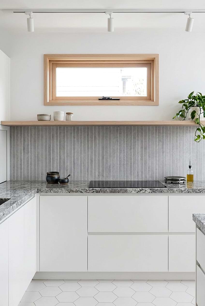 Vertical Gray Porcelain Mosaic Kitchen Backsplash BA4503