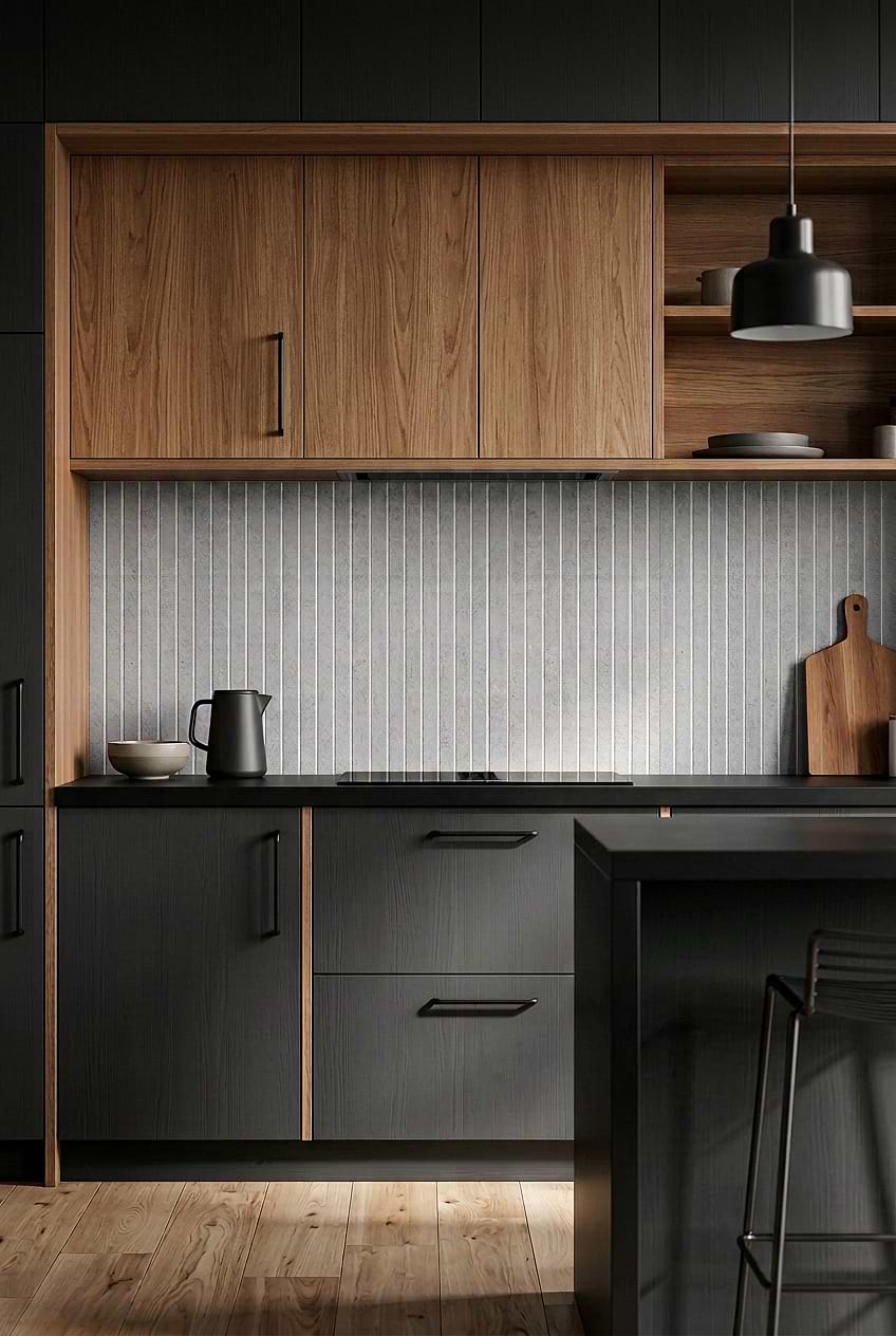 Vertical Gray Porcelain Mosaic Kitchen Backsplash Tile BA4503