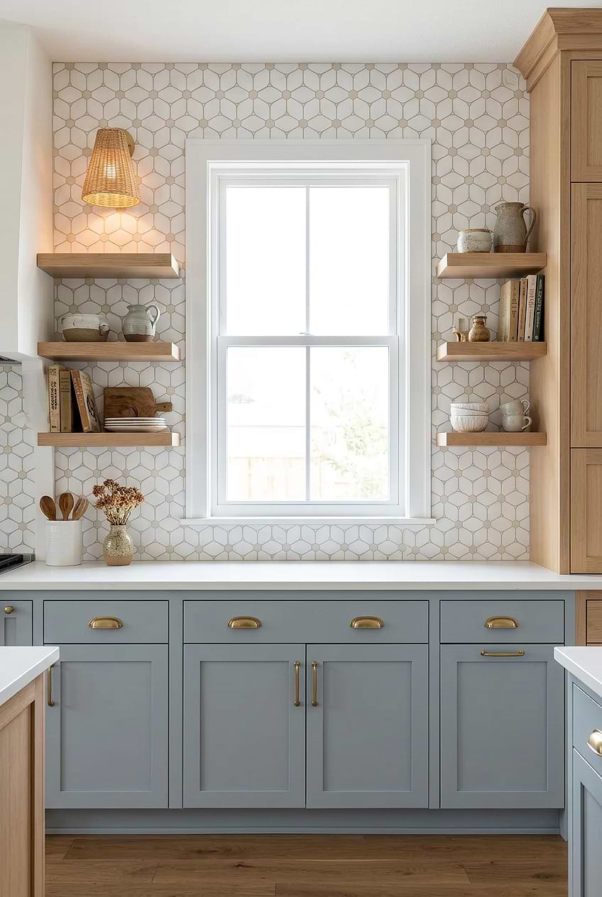 White Beige Marble Flower Mosaic Backsplash BA6310