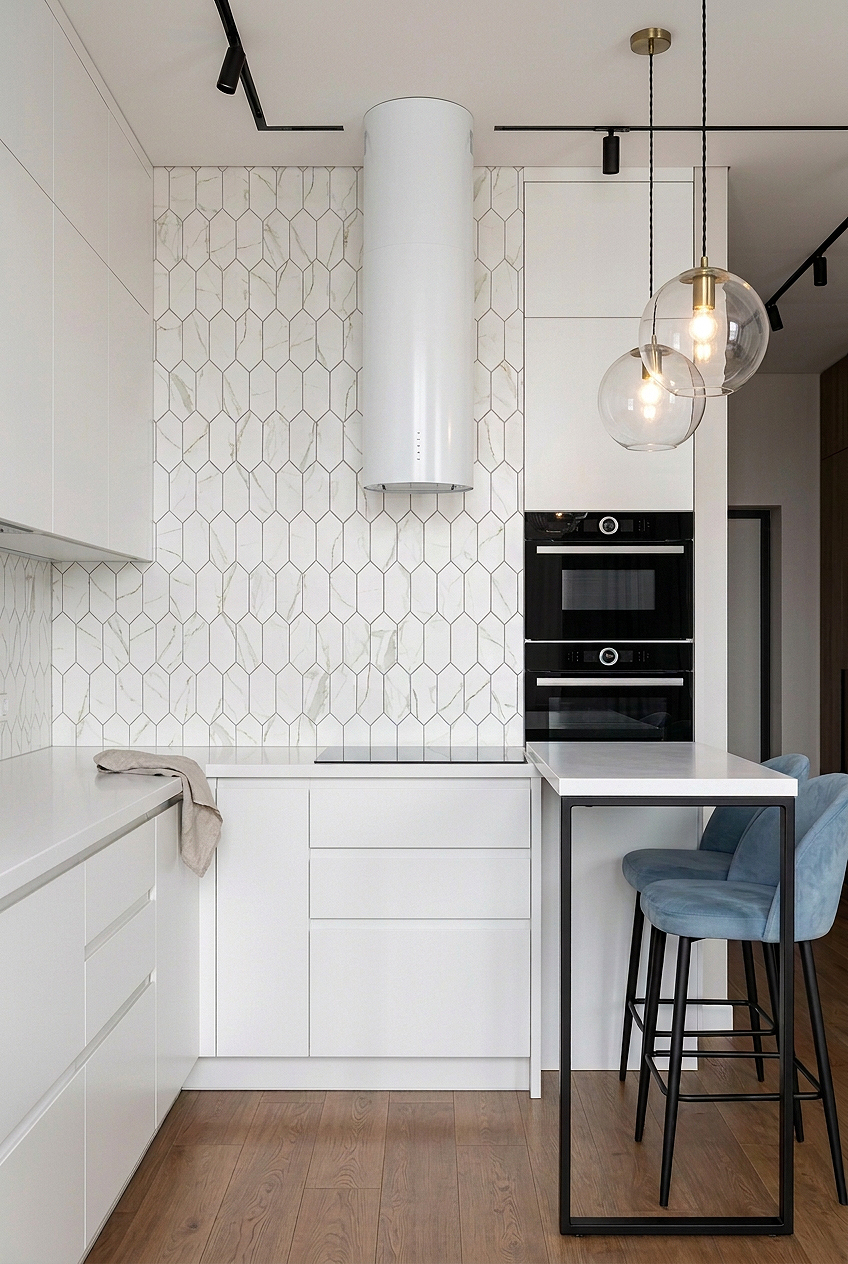 White Calacatta Gold Picket Glass Tile BA6702