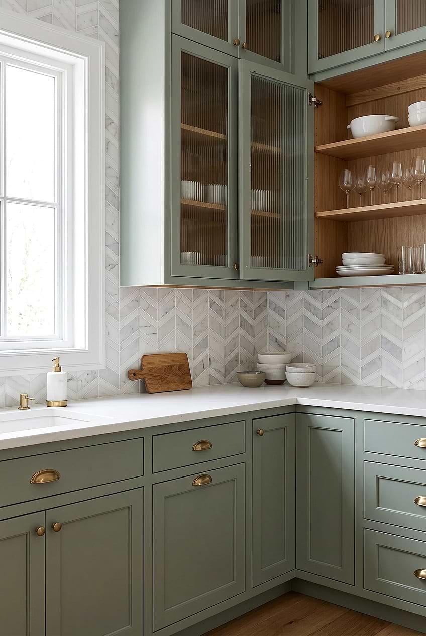 White Gray Gold Chevron Marble Backsplash Tile BA6311