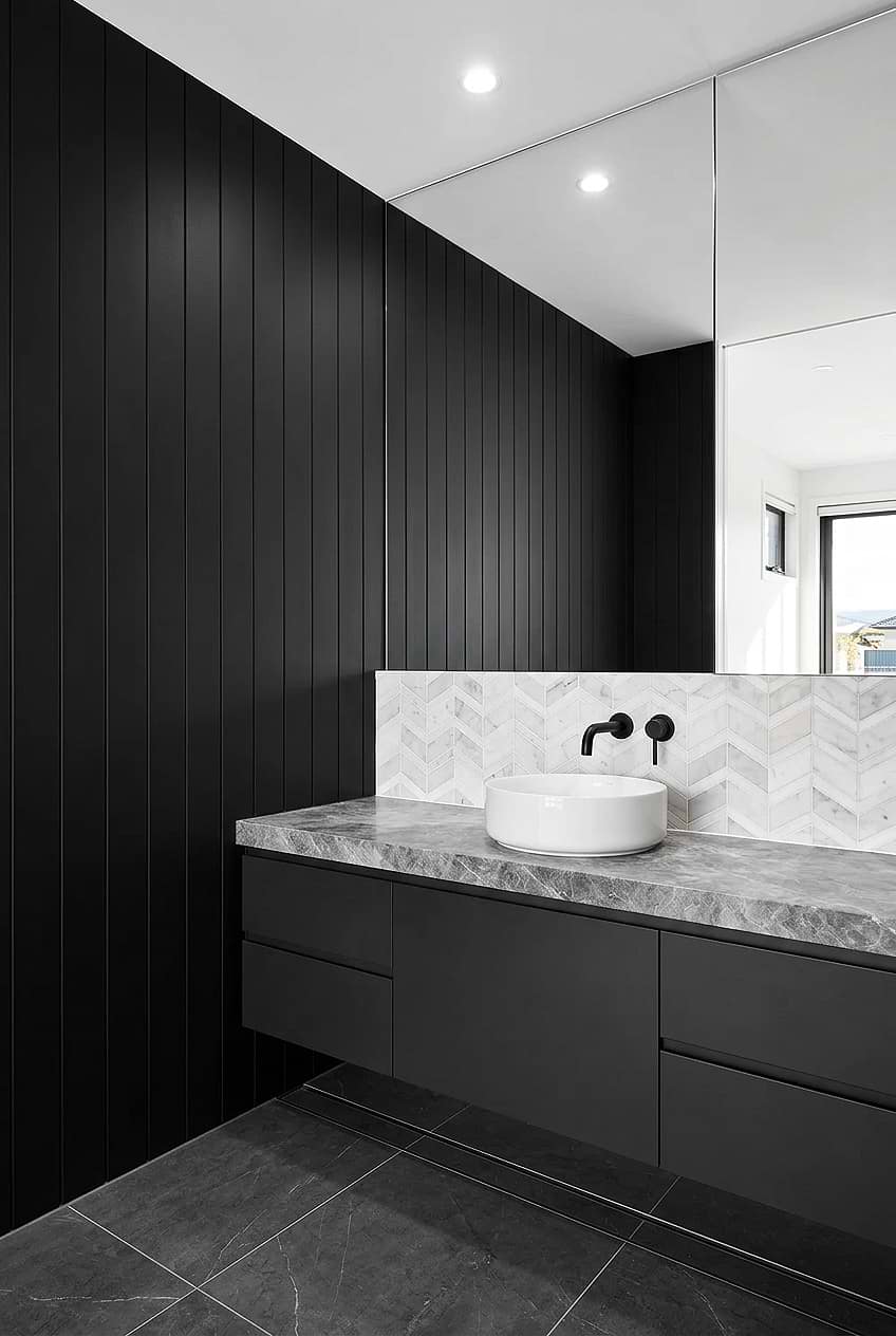 White Gray Gold Marble Chevron Bathroom Tile BA6311