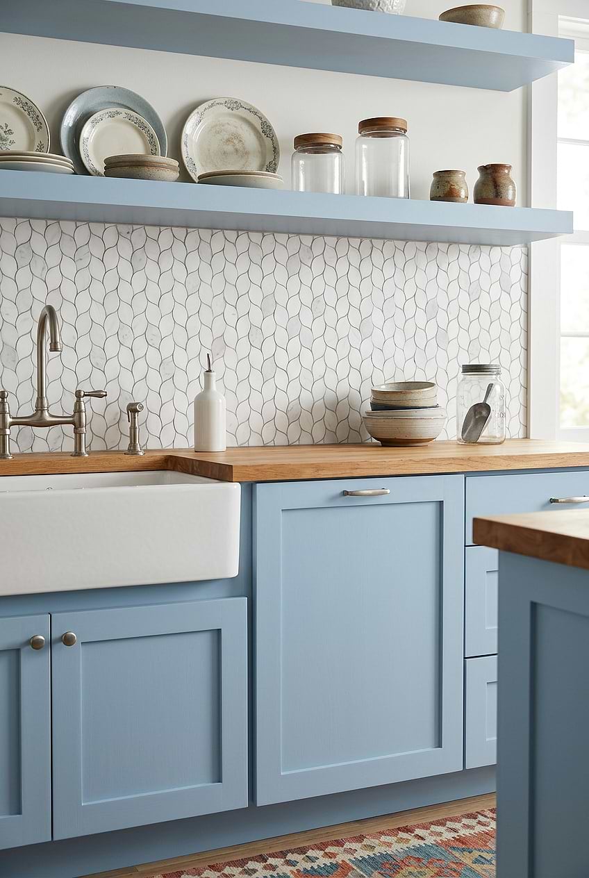 White Gray Marble Leaf Farmhouse Backsplash Tile BA6316