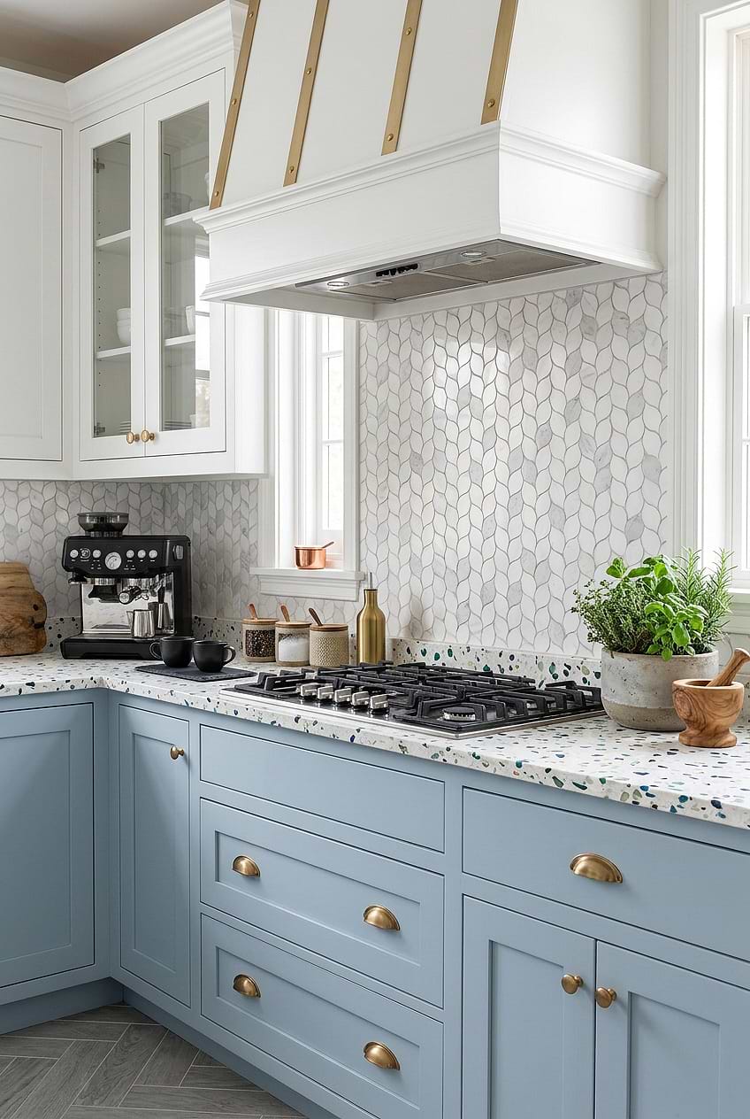 White Gray Marble Leaf Mosaic BA6316