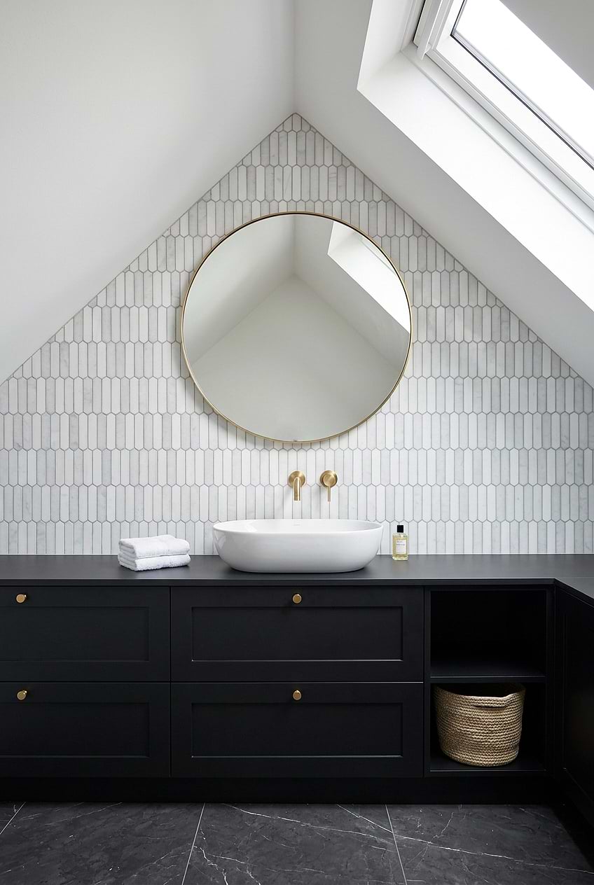 White Gray Marble Picket Bathroom Backsplash Tile BA6321