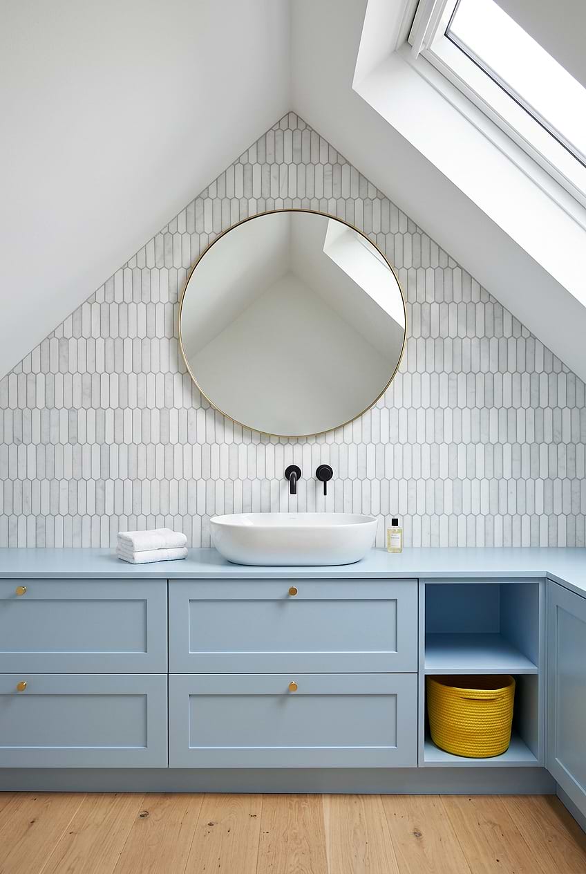 White Gray Marble Picket Bathroom Backsplash Tile BA6321