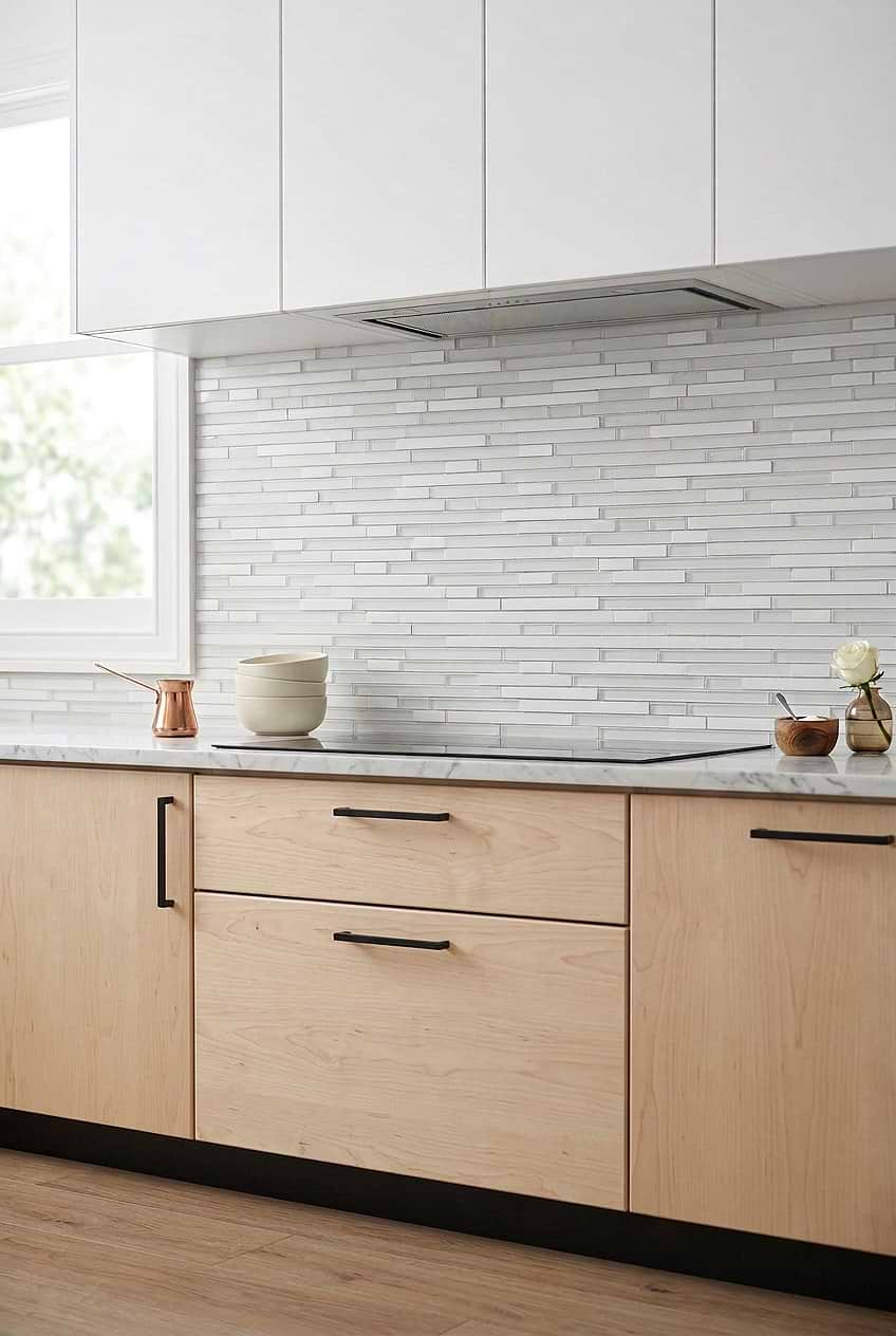White Marble Glass Linear Backsplash BA1012
