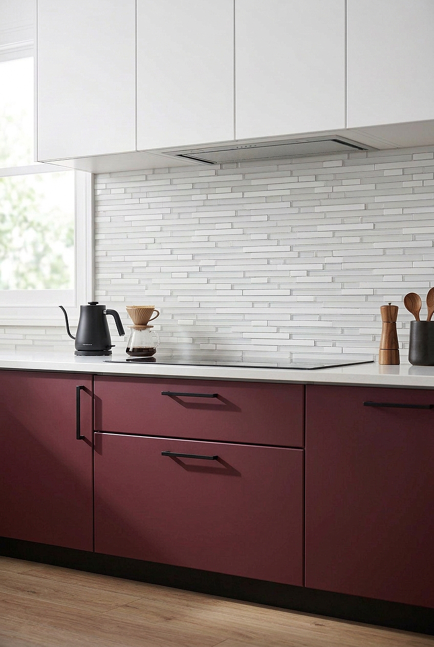 White Marble Glass Linear Kitchen Backsplash Tile BA1012