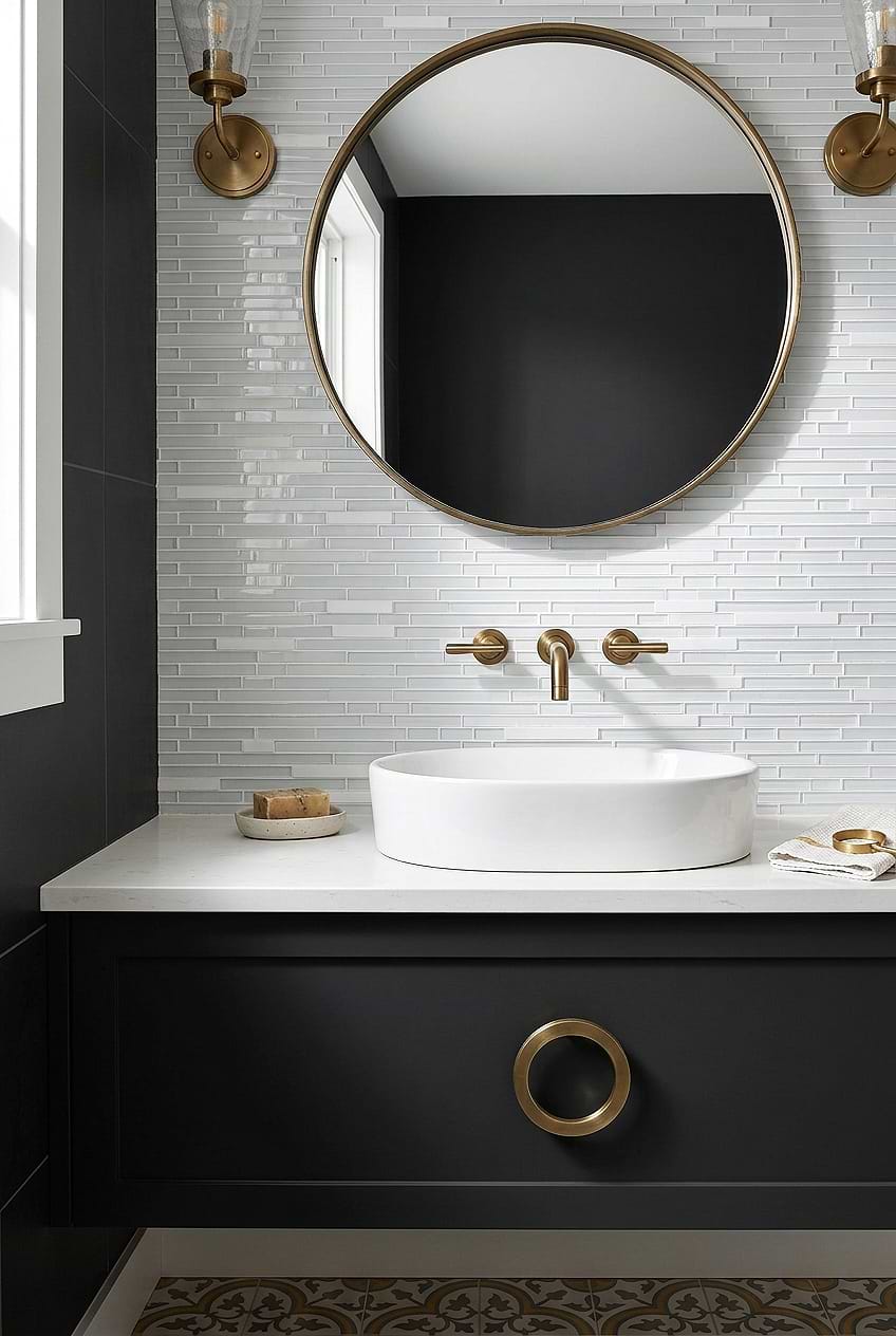 White Marble Glass Linear Mosaic Bathroom Tile BA1012