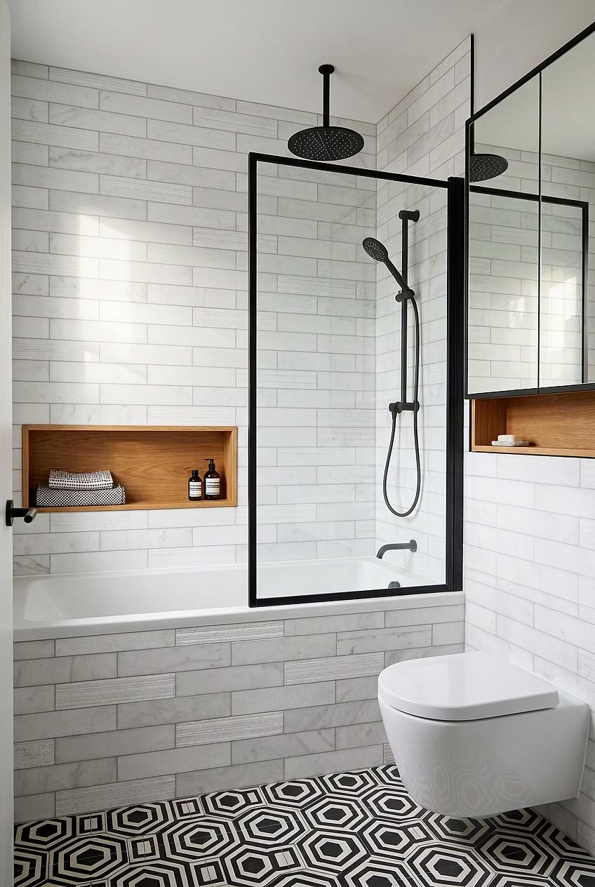White Marble Subway Bathroom Tile BA8035