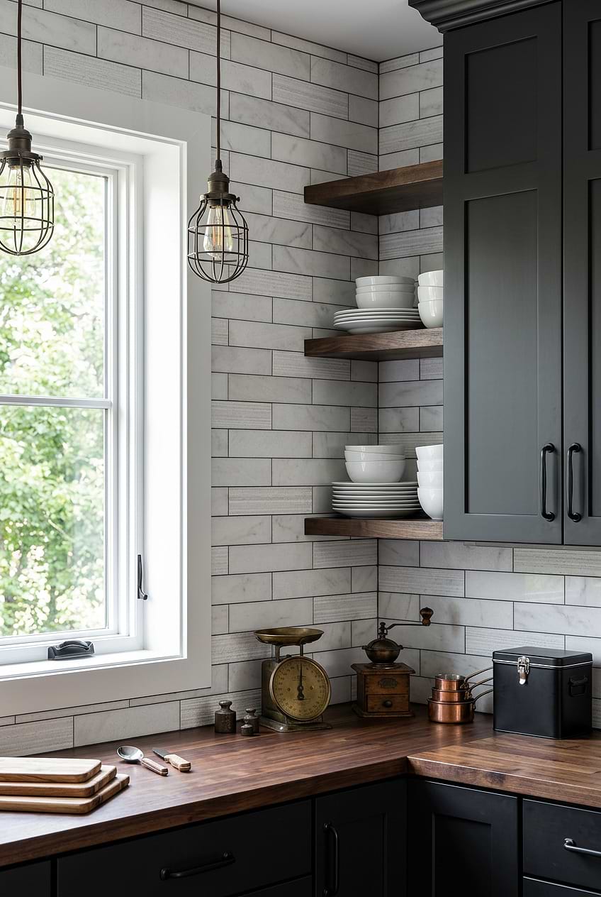White Marble Subway Tile Farmhouse Backsplash BA8035