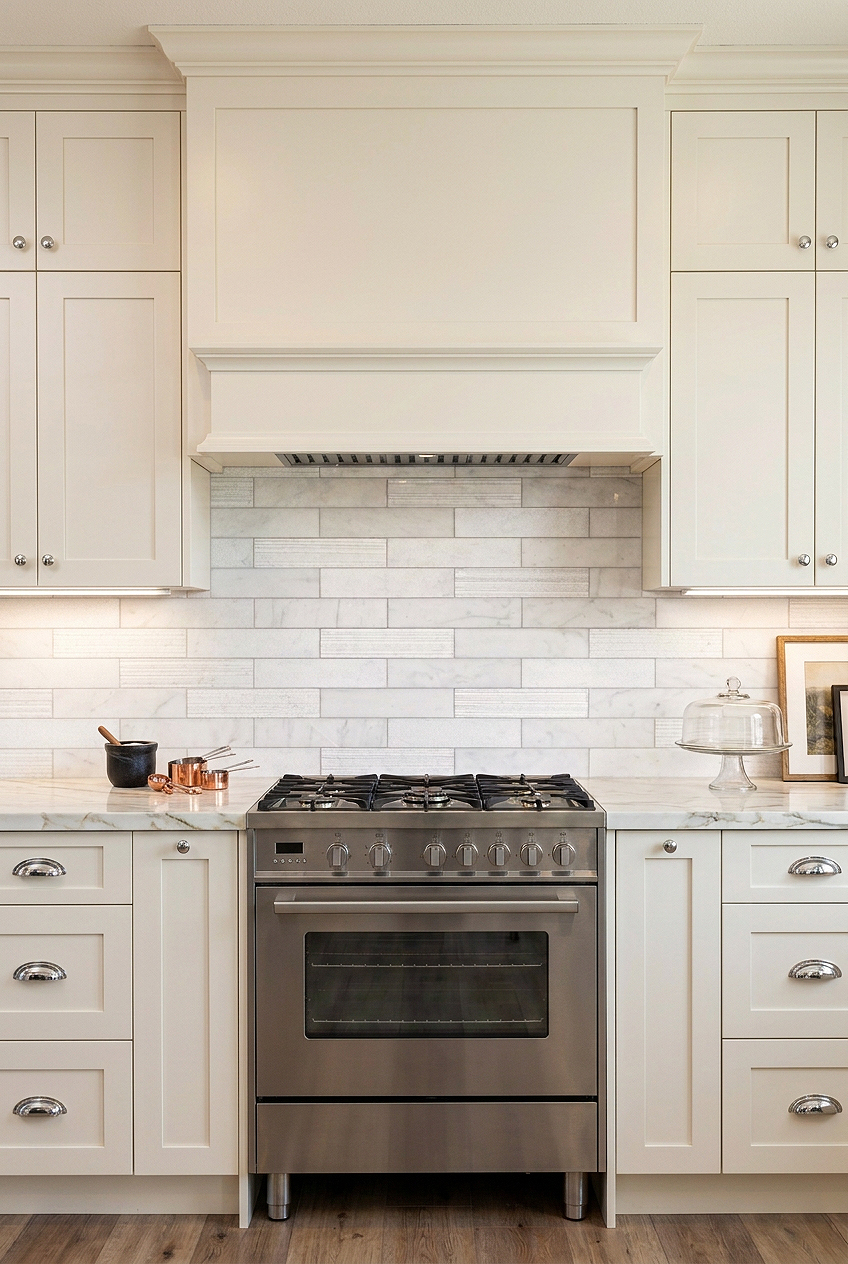 White Marble Textured Subway Kitchen Backsplash Tile BA8035
