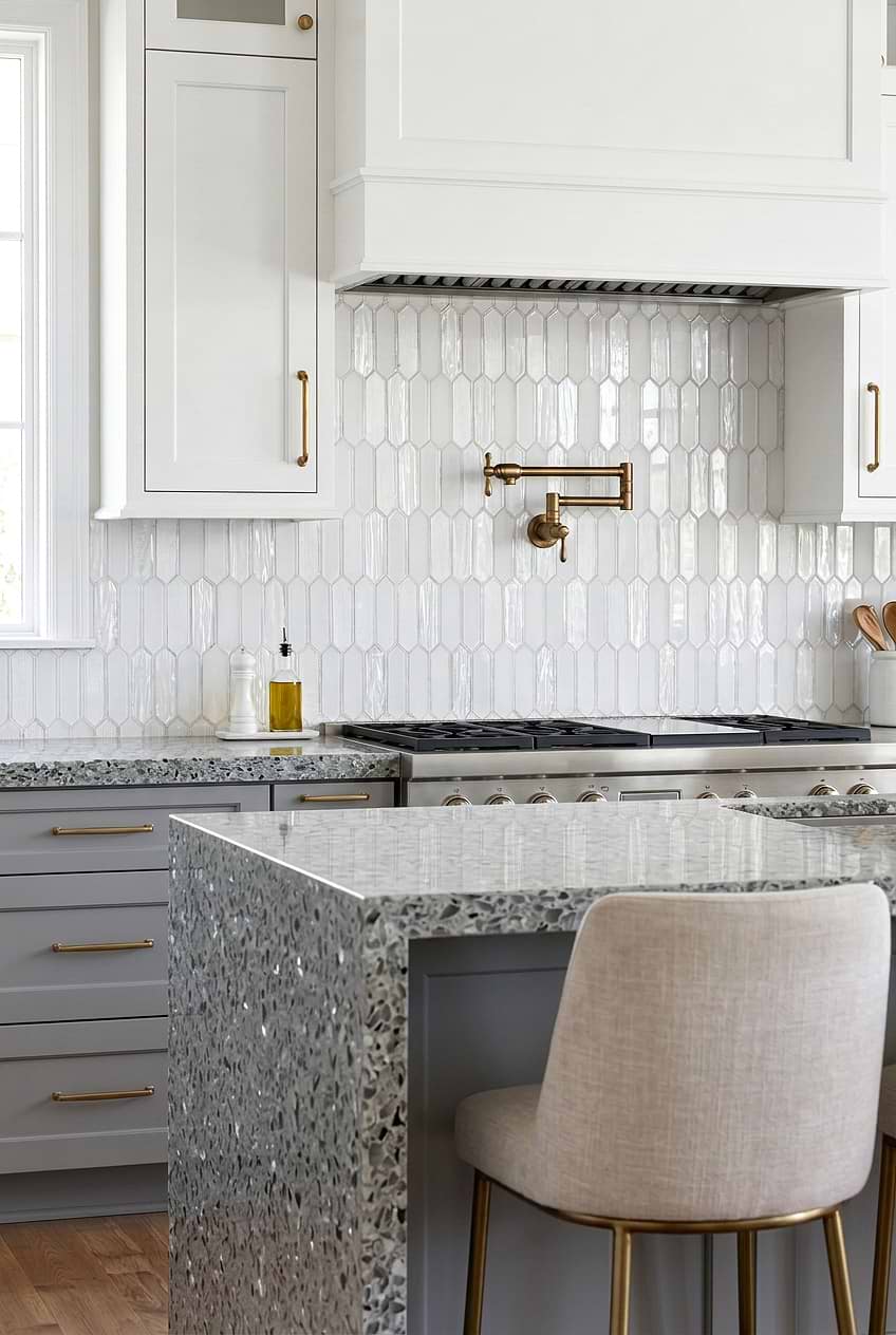 White Pearl Picket Kitchen Tile BA6701 blog