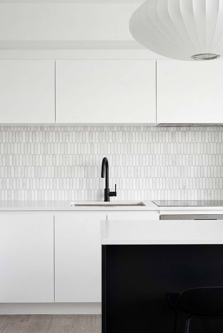 White Picket Marble Kitchen Backsplash BA6321