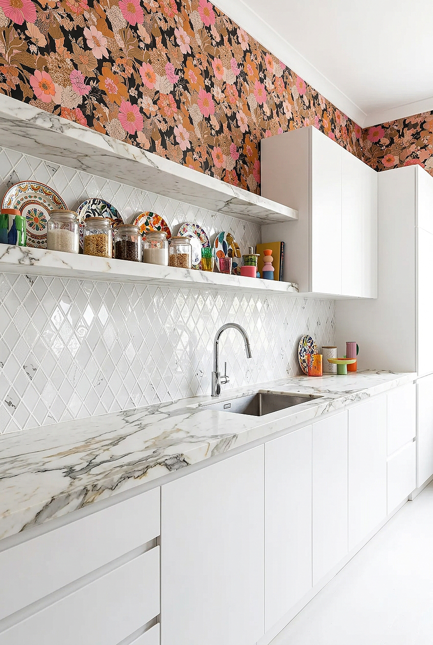 White Rhomboid Glass Diamond Mosaic Backsplash Tile BA5502
