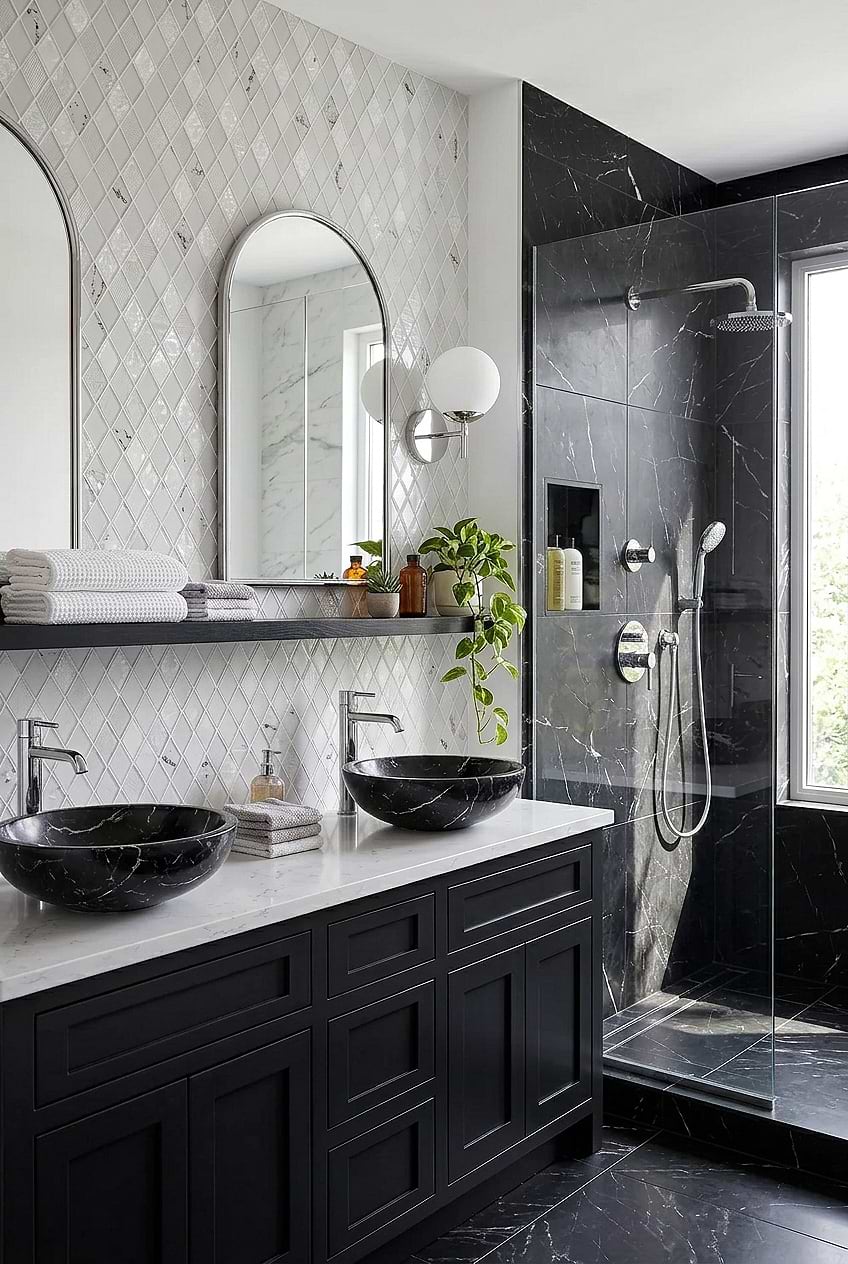 White Rhomboid Glass Mosaic Bathroom Backsplash Tile BA5502