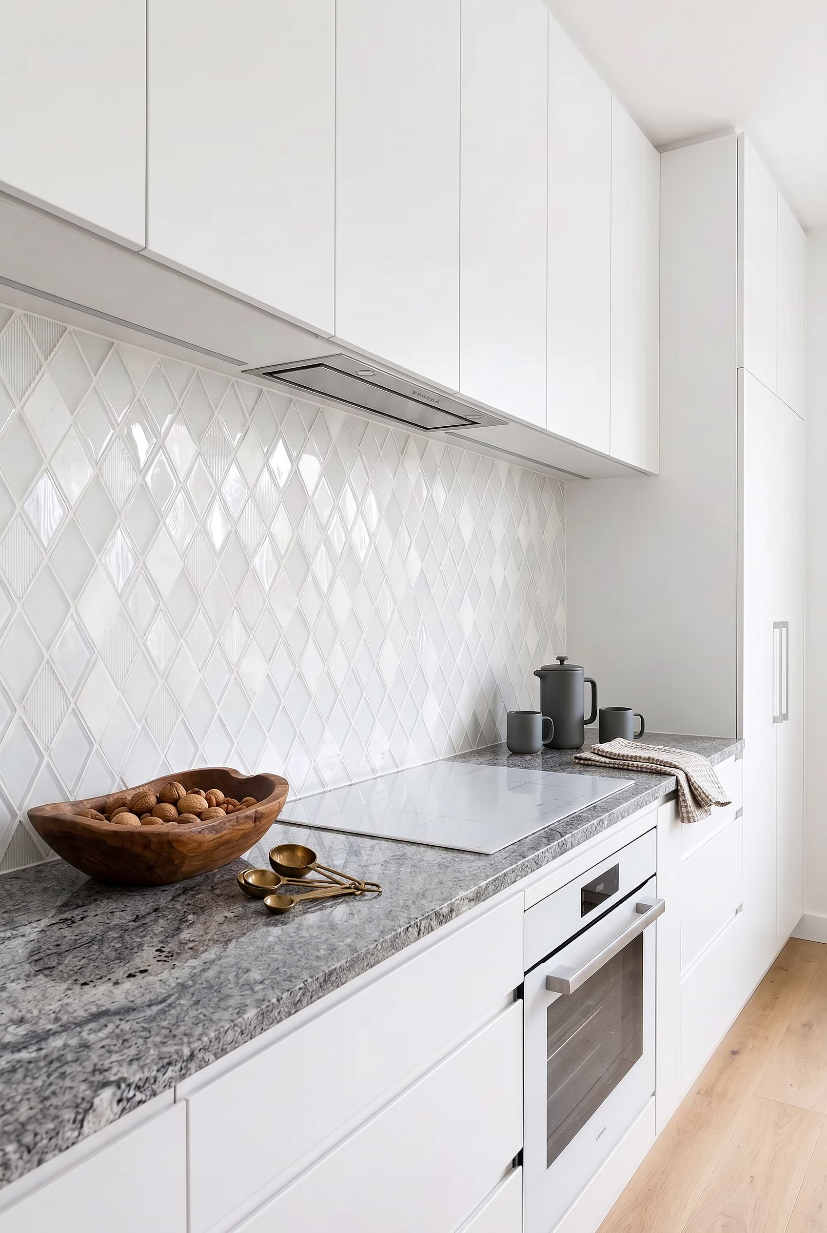 White Shell Glass Marble Rhomboid Backsplash BA62046