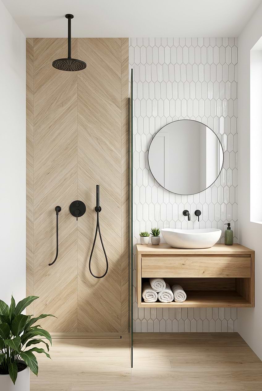 Wood Look Tile Bathroom White Pearl Glass Picket Tile BA6701 Wood Look Tile Bathroom White Pearl Glass Picket Tile BA6701