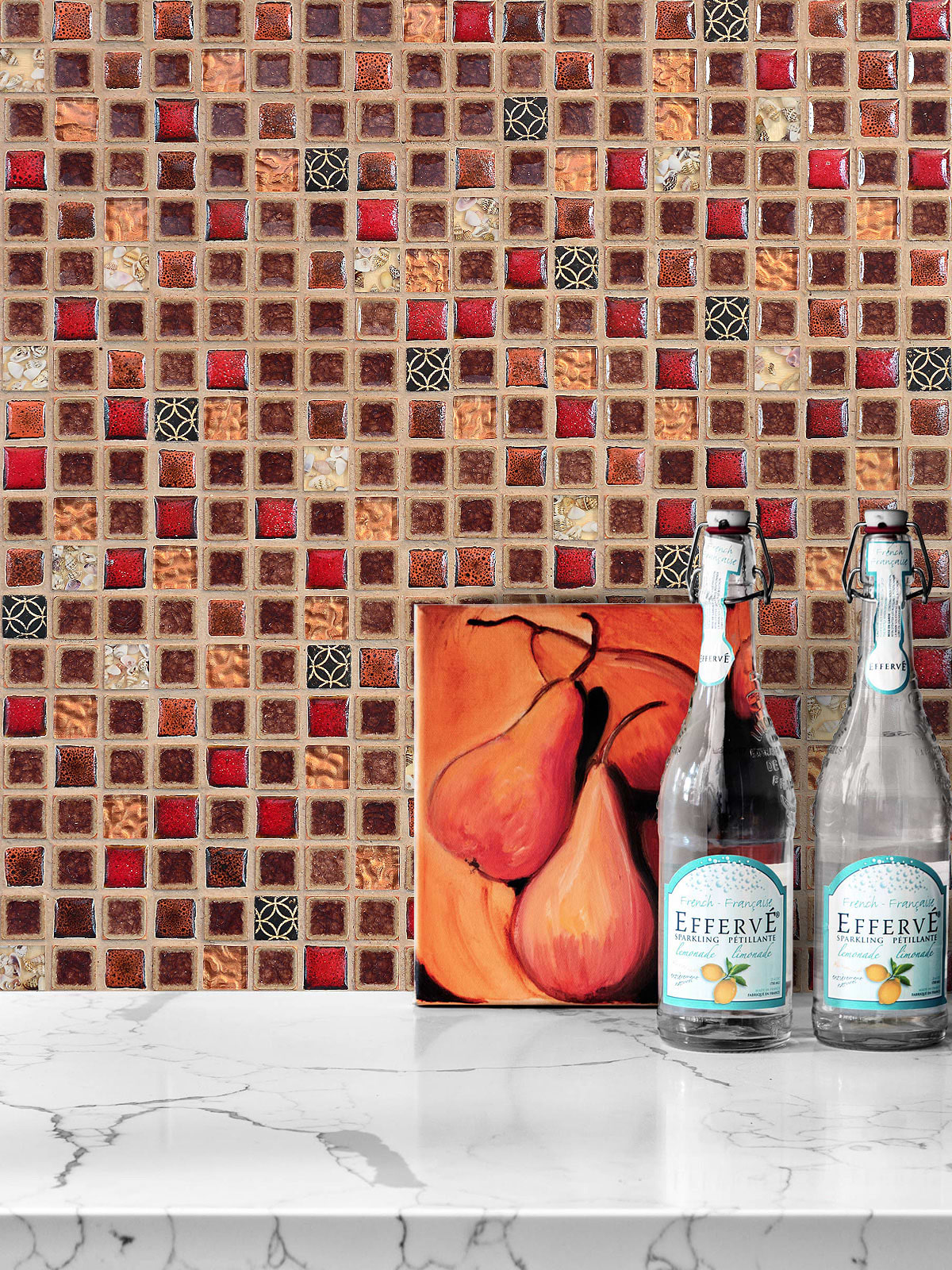 BA1105 Red Glass Backsplash Tiles