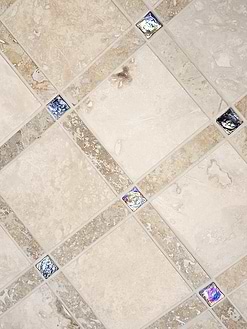 Ligth Dark Travertine Backsplash Tile With iridescent Glass Insert BA1029 2