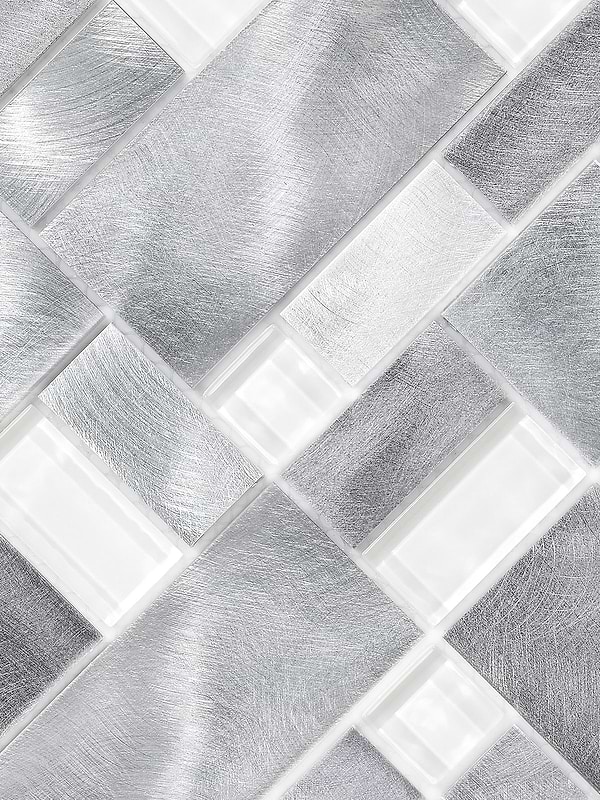 Modern Glass Metal Gray Backsplash tile BA1118