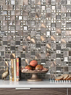 Glass and metal copper gray color backsplash tile BA62010 thumb