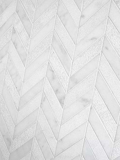 White modern marble chevron mosaic backsplash tile BA631613