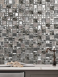 Glass Metal Brown Shell Glass Backsplash Tile BA62013