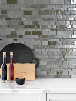Charcoal Gray Glass Subway Hand Cut Artisan Mosaic Tile BA7018