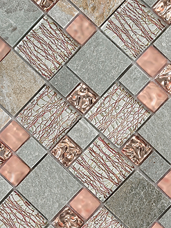 Rose Gold Gray Glass Slate Backsplash Tile BA8007 5