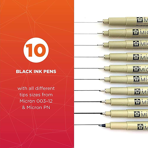 מארז רפידוגרף / ליינר 10 יח סקורה BLACK 10 PENS SET