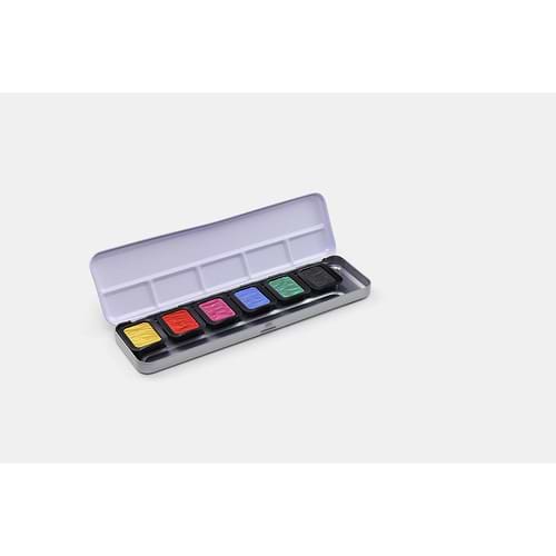 מארז 6 צבעי מים FINE TEC Premium iridescent watercolour set High Chroma