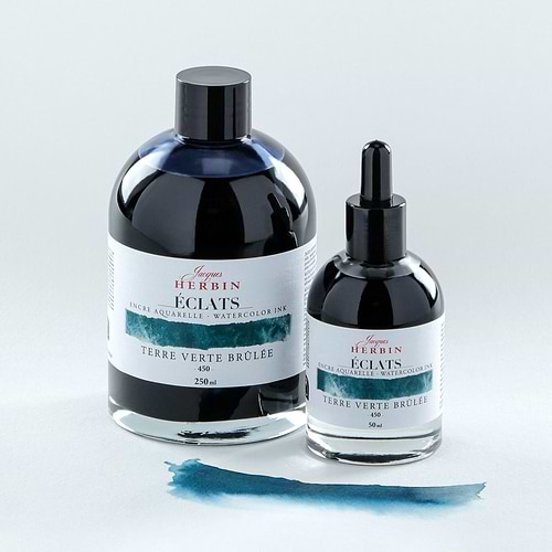 דיו לציור HERBINÉ ÉCLATS FINE ART INK-BURNT GREEN EARTH 250ML
