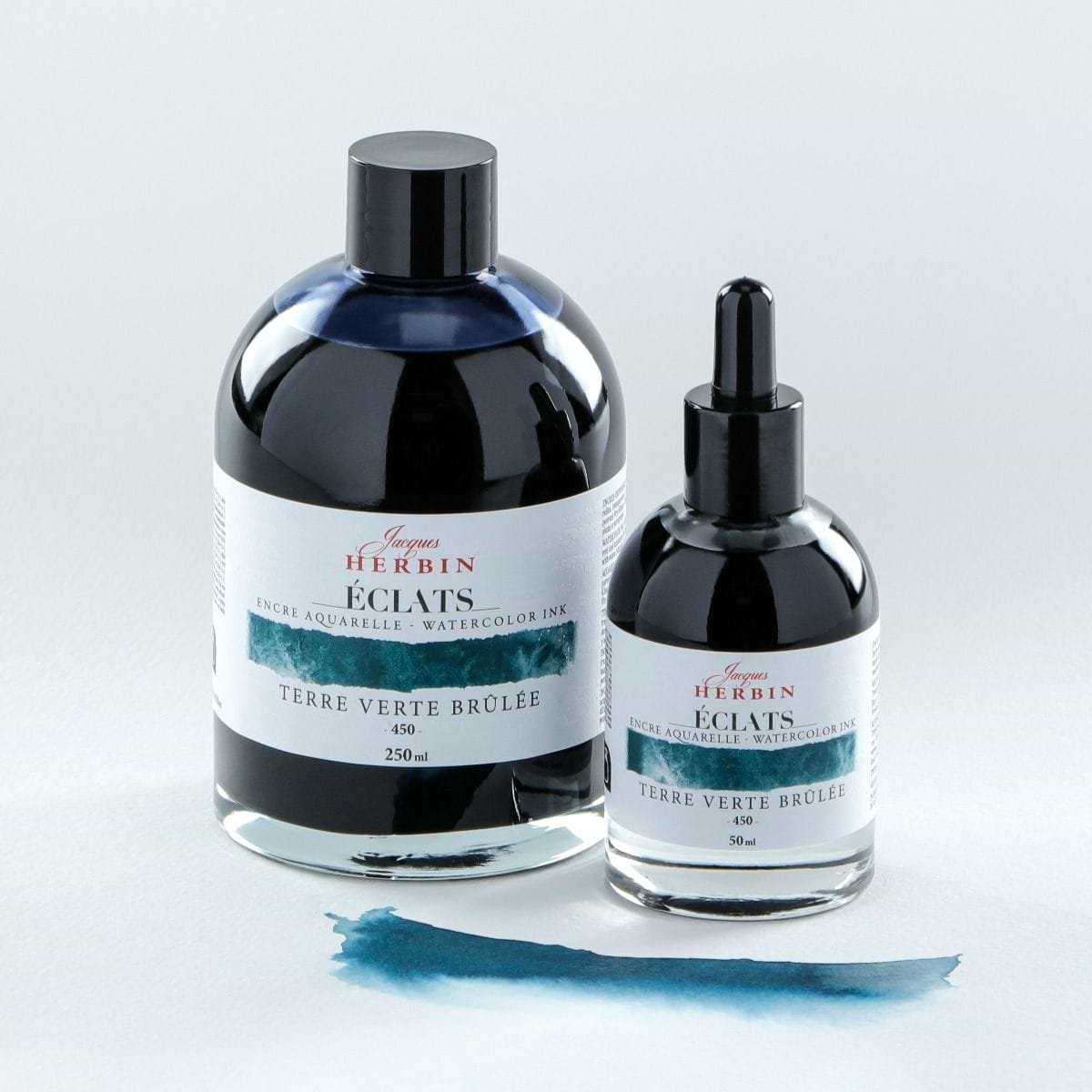 דיו לציור HERBINÉ ÉCLATS FINE ART INK-BURNT GREEN EARTH 250ML