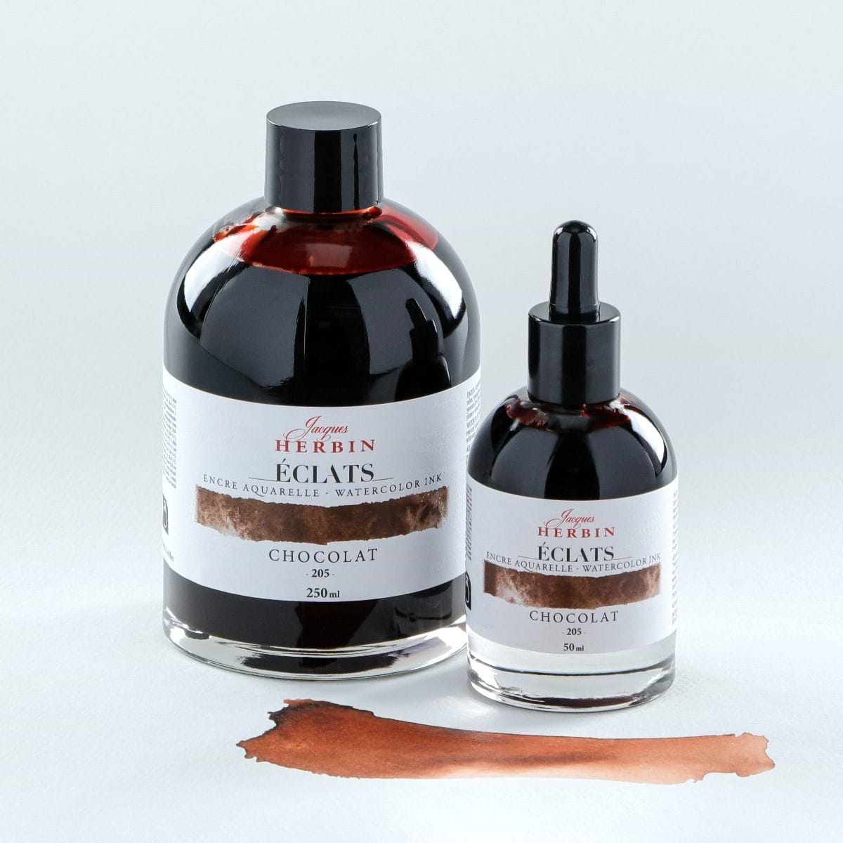 דיו לציור HERBINÉ ÉCLATS FINE ART INK-CHOCOLATE 250ML