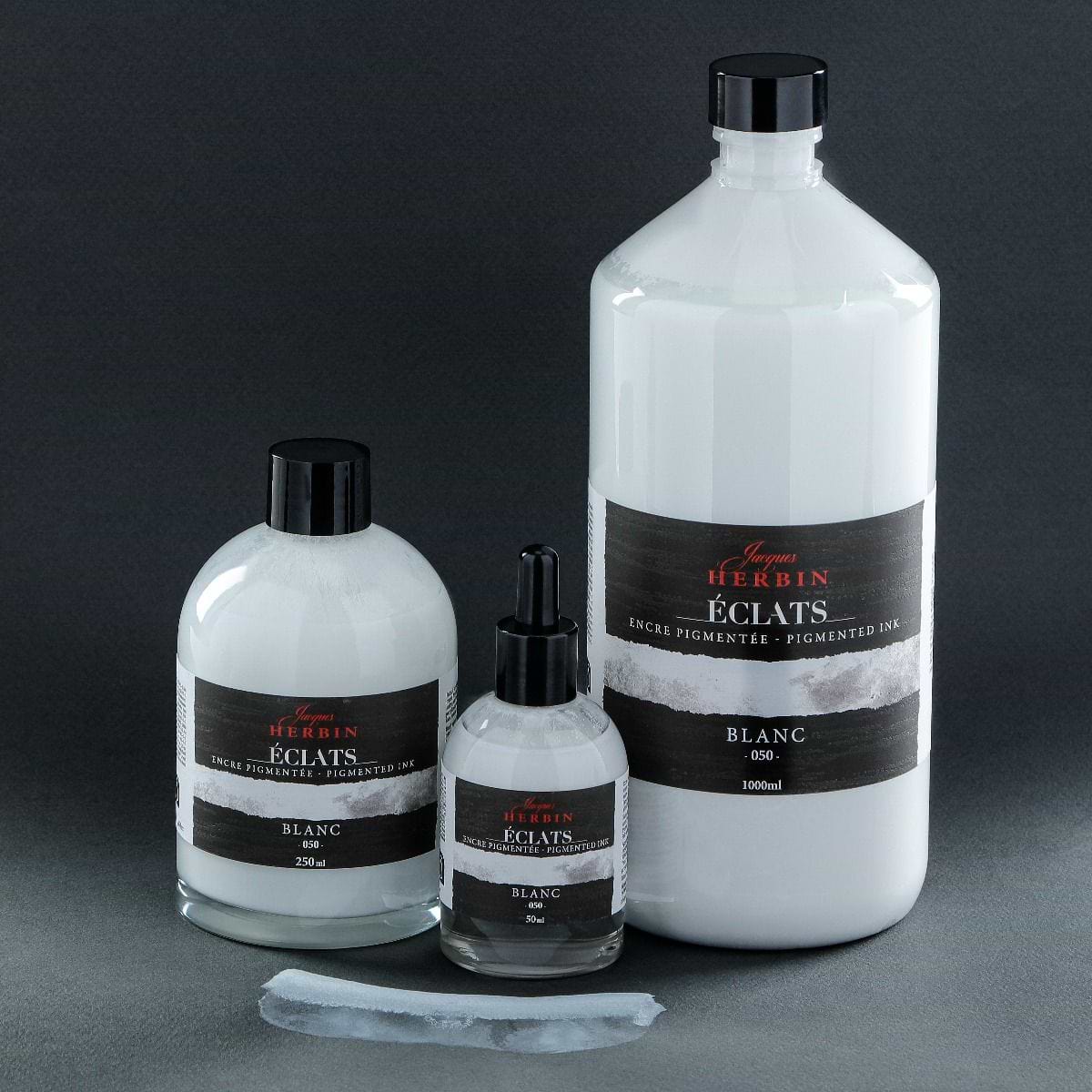 דיו לציור HERBINÉ ÉCLATS PIGMENT FINE ART INK-WHITE 250ML