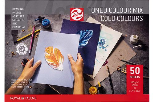 בלוק מיקס מדיה גוונים קרים A3 ROYAL TALENS TONED COLOUR MIX COLD COLOURS