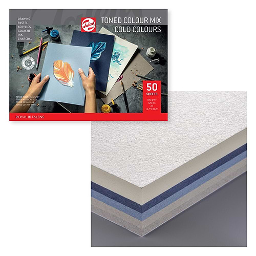 בלוק מיקס מדיה גוונים קרים A3 ROYAL TALENS TONED COLOUR MIX COLD COLOURS