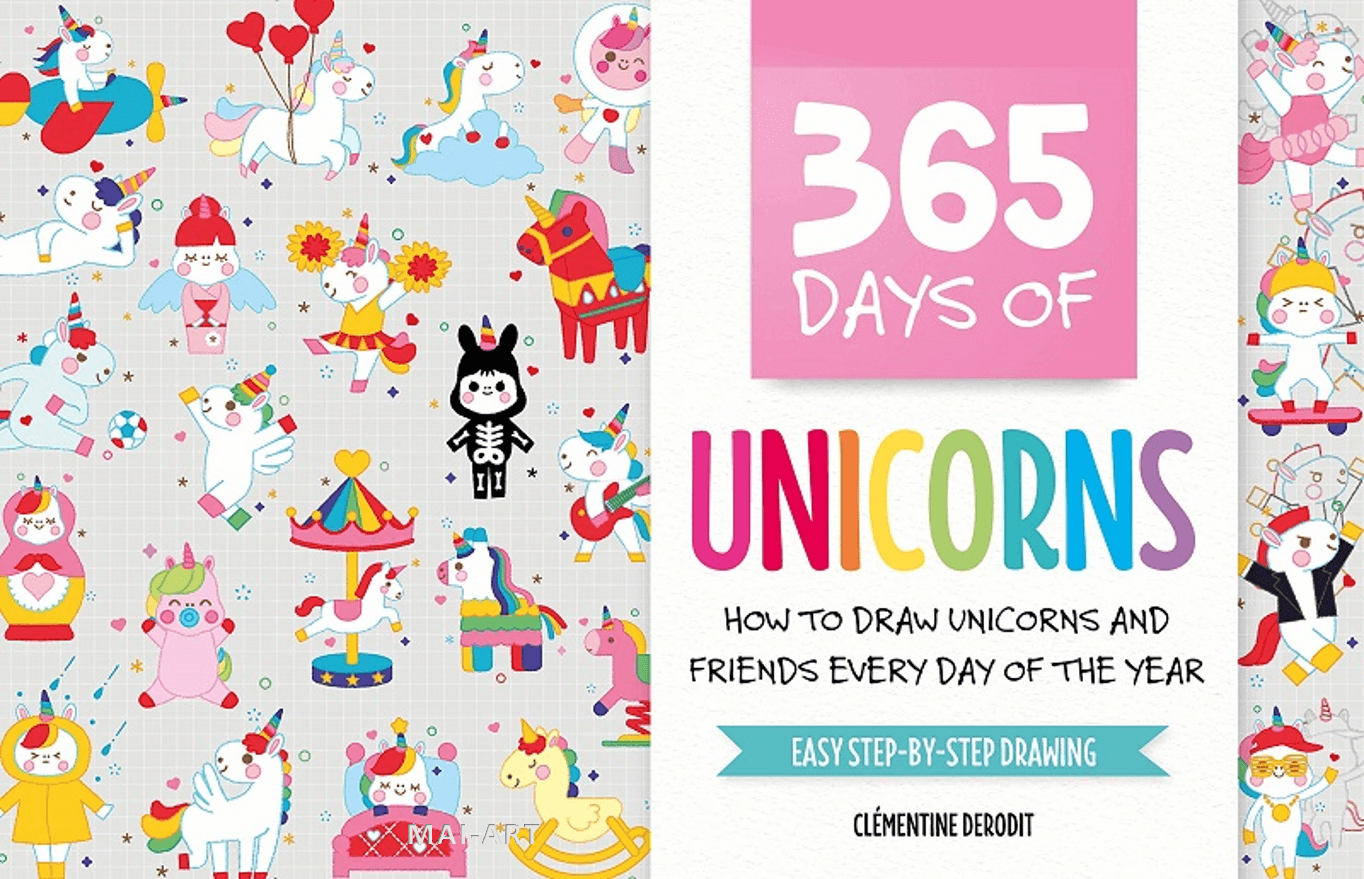 ספר לימוד ציור 365 DAYS OF UNICORNS