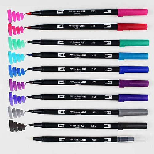 Dual Brush Pen Art Markers, GALAXY, 10-Pack