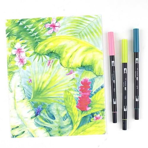 Dual Brush Pen Art Markers, TROPICAL, 10-Pack