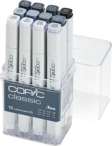 סט קופיק קלאסיק 12 יח גווני אפור קר COPIC CLASSIC