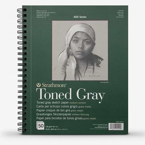 בלוק רישום ס.400 סטרטמור TONED GRAY 22.9/30.5 ספירלה צד