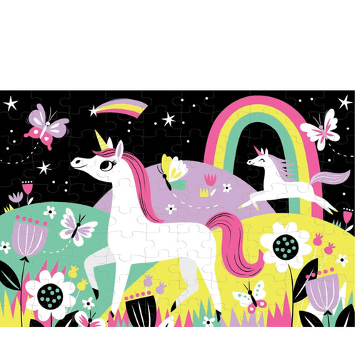 פאזל 100 חלקים חד קרן - זוהר בחושך GLOW IN THE DARK UNICORNS