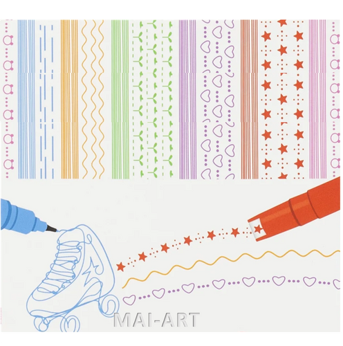 סט טושי חותמות 6 ROLLER PATTERN PENS