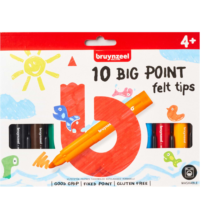 סט טושים 10 ברינזל - 10 BIG POINT FELT TIPS