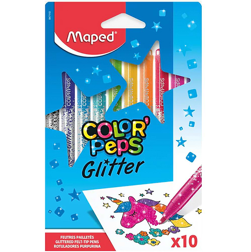 מארז 10 טושים עם נצנצים   COLOR PEPS GLITTER 